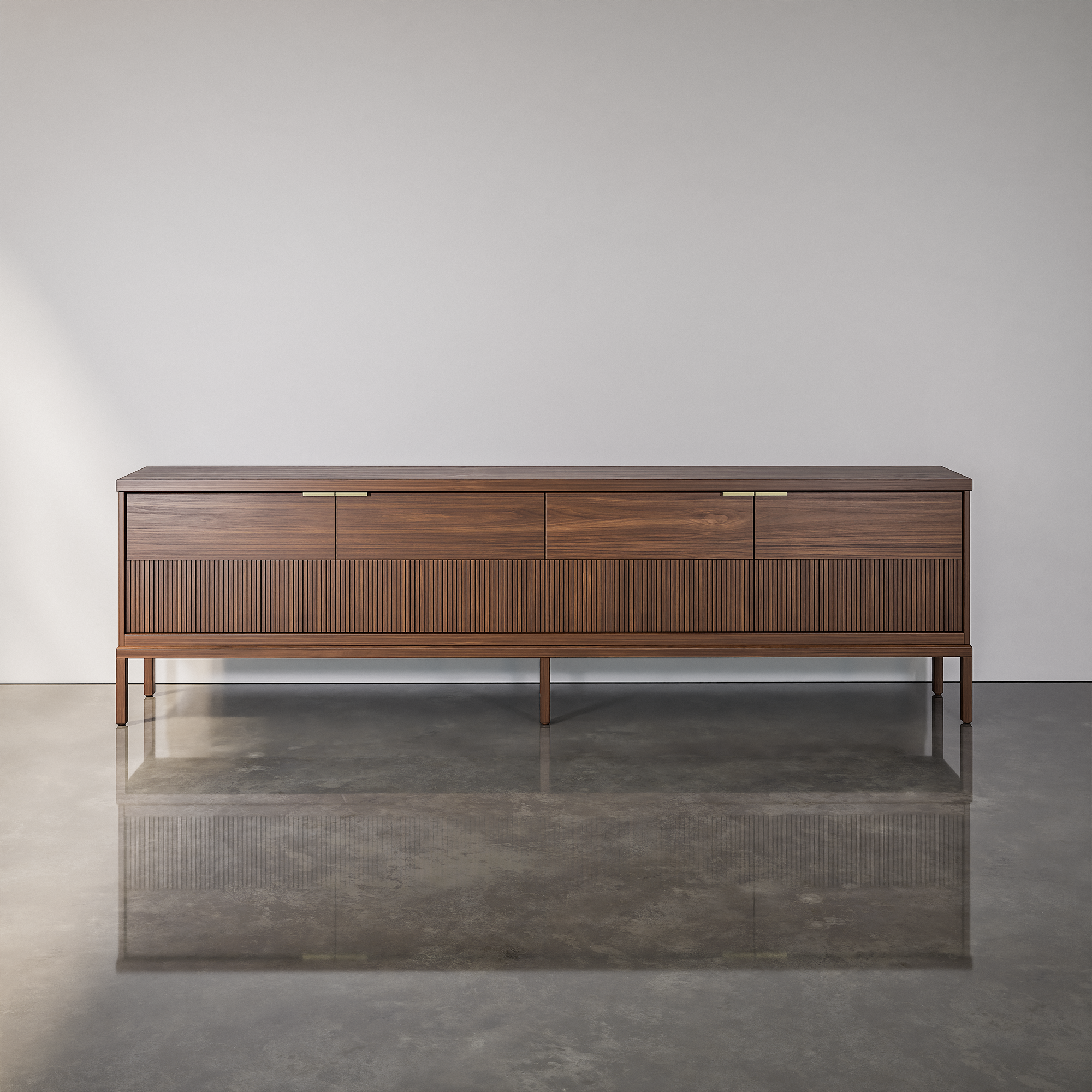 Slatted Wood Credenza