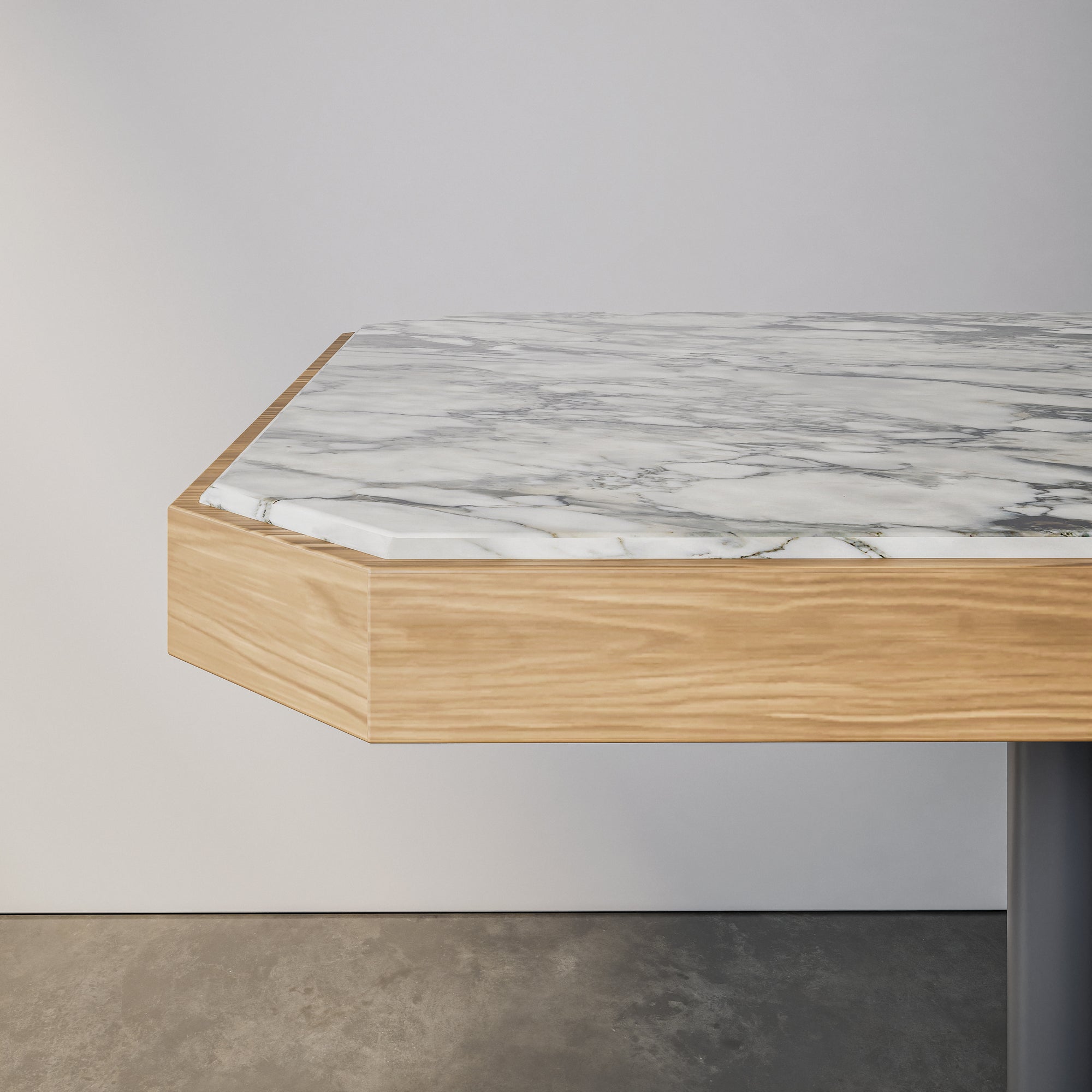 Chamfered Stone & Wood Pedestal