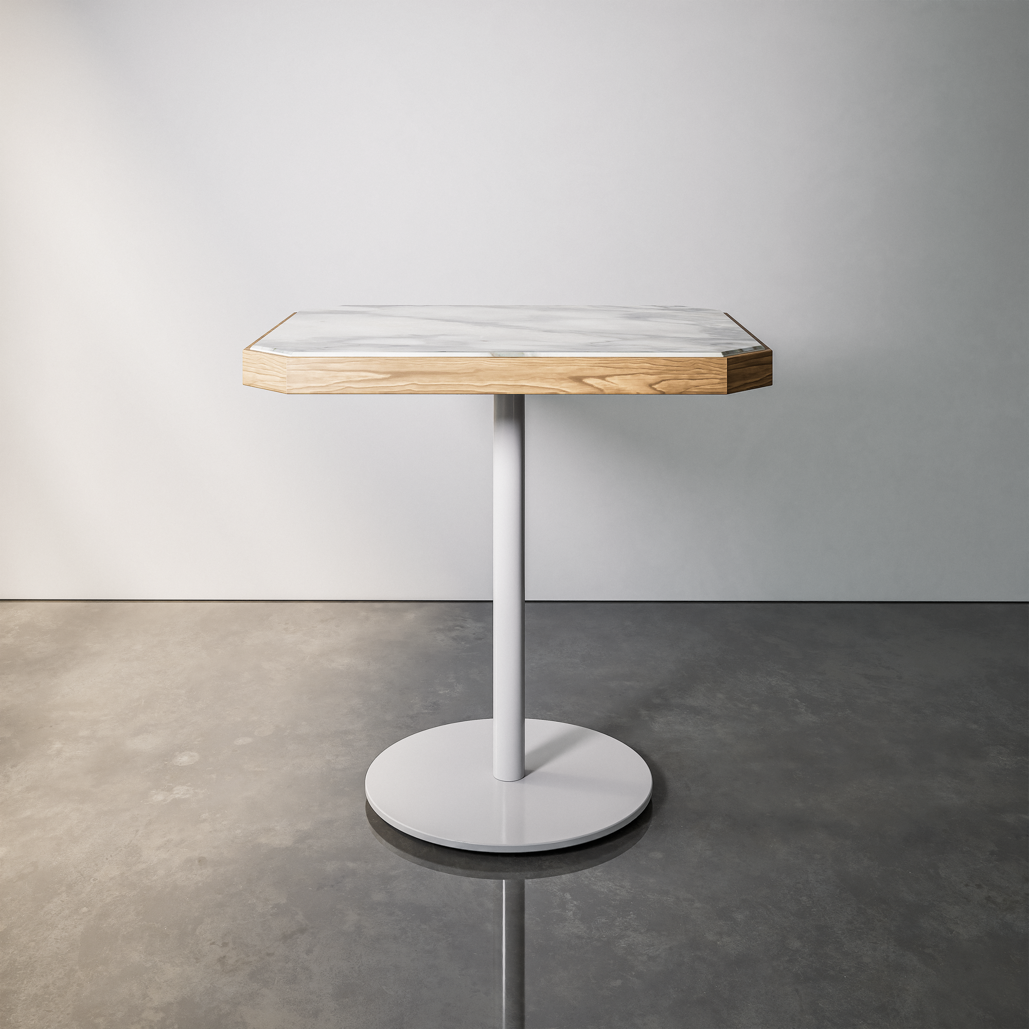 Chamfered Stone & Wood Pedestal