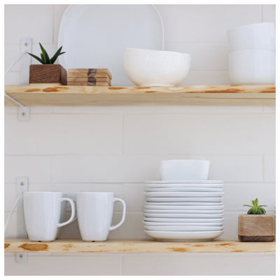 Ash Live Edge Shelf - White Bracket