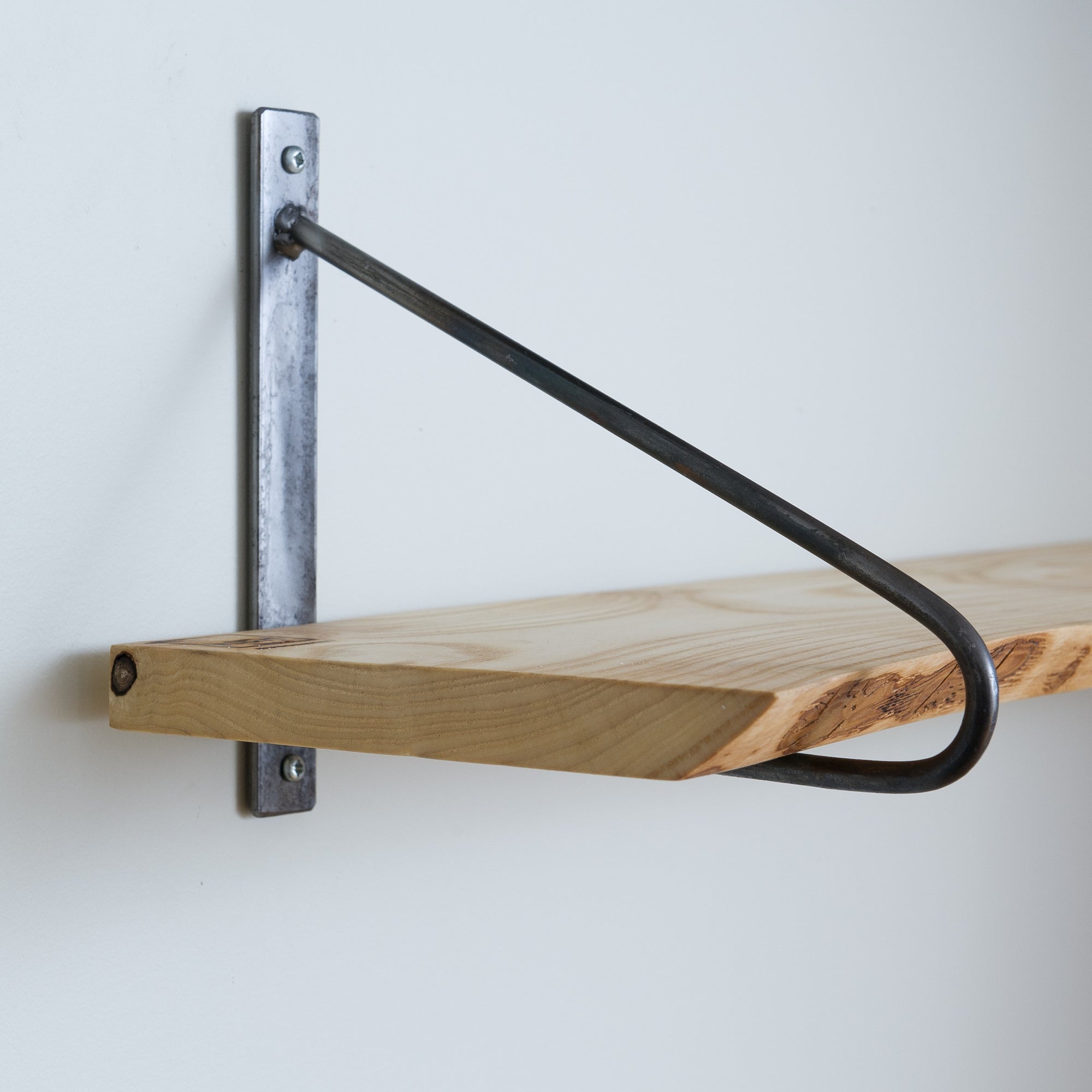 Ash Live Edge Shelf - Natural Steel Bracket
