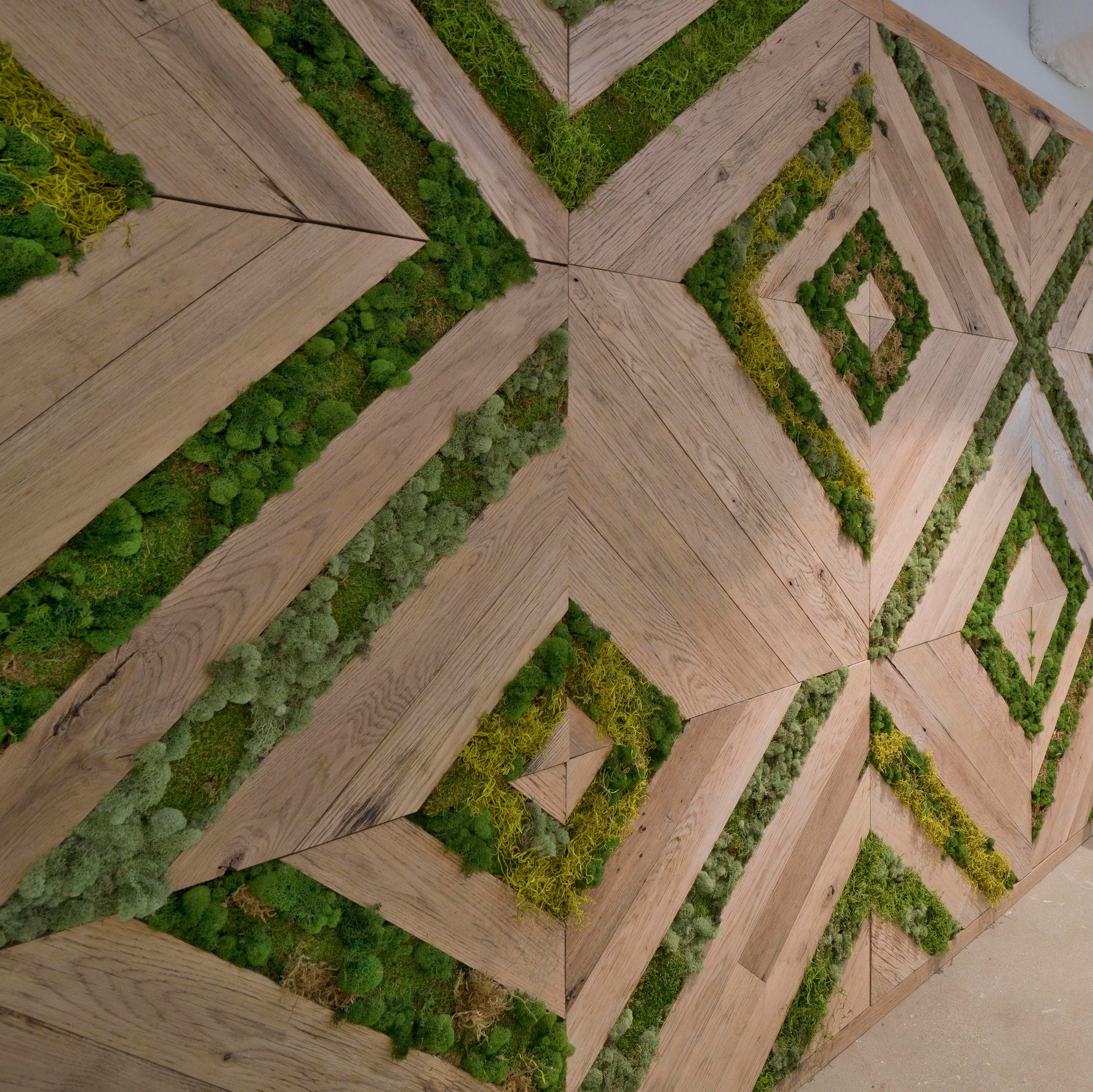Moss and Reclaimed Oak Wall