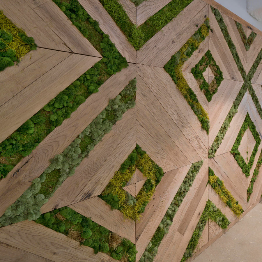 Moss and Reclaimed Oak Wall